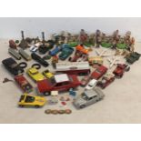 A mixed group of toys to include Dinky and Corgi, trains planes and automobiles, figures and other