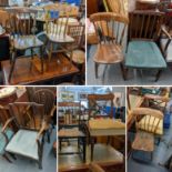 A selection of 19th century and later chairs to include two Sheraton style dining chairs Location: