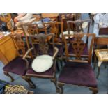 A matched set of late 19th/early 20th century mahogany Chippendale style dining chairs to include