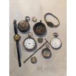 Mixed watch related items to include an Acme Lever silver cased pocket watch A/F, a vintage silver