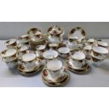 A Royal Albert Old Country Roses pattern tea and coffee set comprising a teapot, cups, saucers and