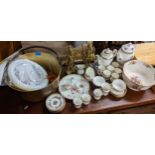 A mixed lot to include two brass figures, jam pan, two tea sets and other items Location: