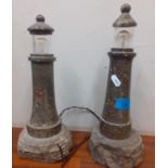 Two Cornish Serpentine stone lights in the form of lighthouses A/F Location: BWR