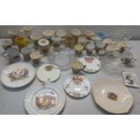 A mixed collection of Royal related commemorative ceramics and glassware to include a Victorian