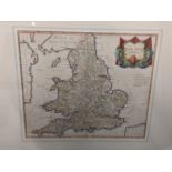 A Robert Morden hand coloured map of England, sold by Abel Swale Awnsham & John Churchill Location: