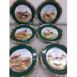 A set of six Spode Game Birds had painted plates, by W E Hall, Location: 5:3