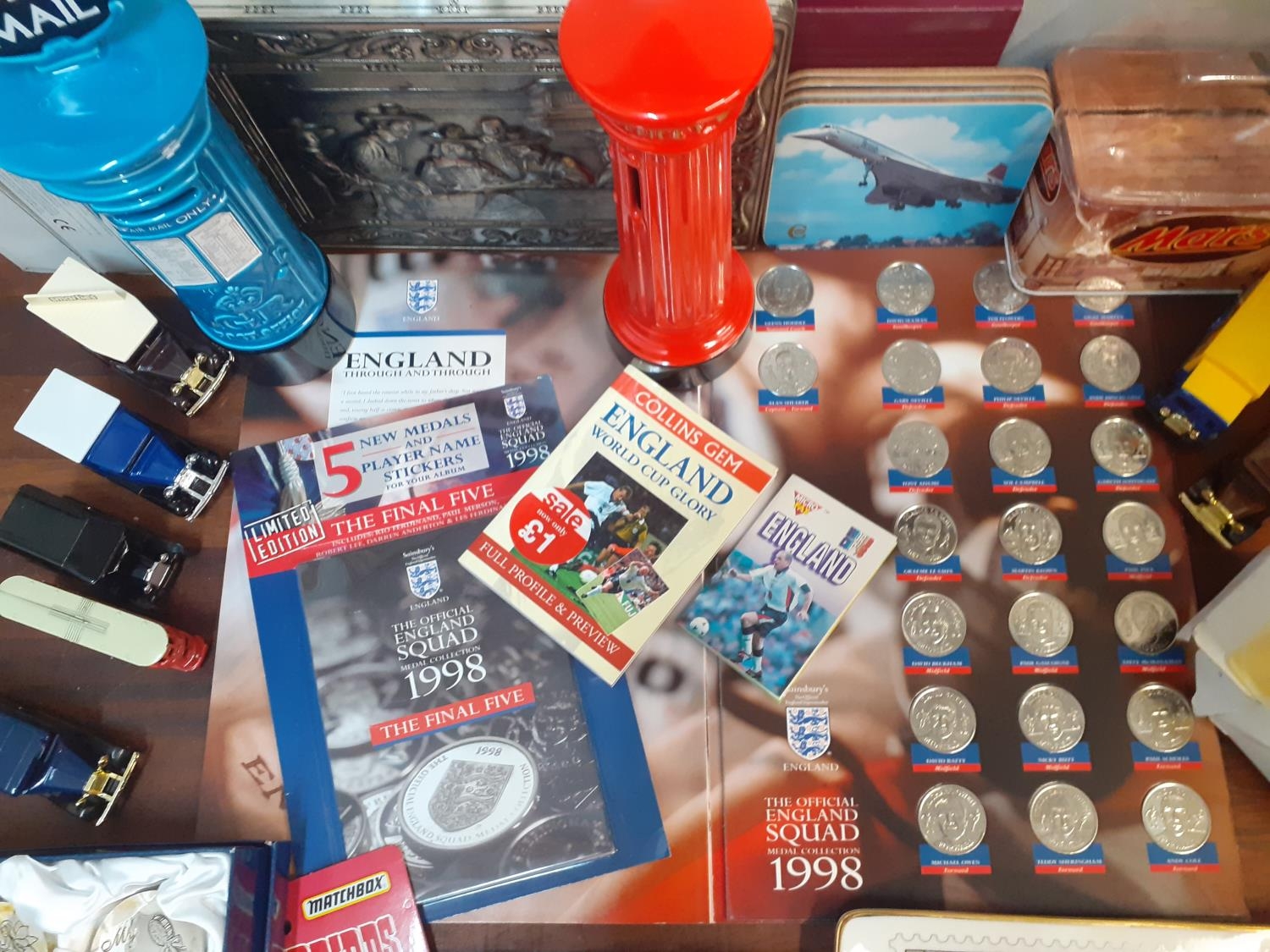 Collectables to include Corgi vans, Concorde drinks mats, 1998 football collectors coins, a Matchbox - Image 2 of 3