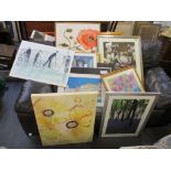 A mixed lot of prints and other pictures to include a signed print by Duarte Botciho, and a signed