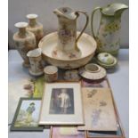 A selection of early 20th century ceramics, mostly Crown Devon blush ivory ground items to include a