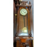 A late Victorian mahogany Vienna regulator 8 day wall hanging clock, 114h