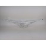 A 1960s Art Vannes France glass centre piece dish with elongated ends and etched factory marks, 16cm