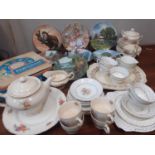 A quantity of collectors plates, vintage Babycham glasses, part tea sets and ceramics Location: G