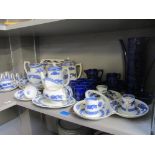A Portmeirion blue Totem pottery coffee set designed by Susan Williams Ellis, and a Cauldron