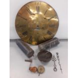 A Georgian longcase clock dial, Ashton of Ashburn, together with weights and other related items