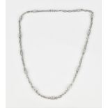 An 18ct white gold and diamond necklace, with cable chain and cube links set with eight brilliant
