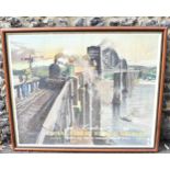 A vintage British Railway 'Centenary Royal Albert Bridge Saltash' poster by Terence Cuneo, in a