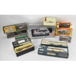 A group of boxed model cars to include a large 1:18 scale European collectables American Airlines