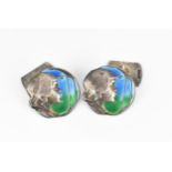 A pair of silver and enamel Art Nouveau style cuff links,