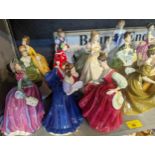 Royal Doulton classic and other figures of ladies to include Christmas celebrations, Fair Lady (red)