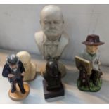 A group of Winston Churchill items to include busts, one signed R.A Pickering, as well as Manor