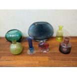 20th century and vintage glass to include a multi coloured vase with indistinct signature, a green