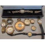 Mixed watches to include an early 20th century gold plated half hunter pocket watch, Timex, Avia and