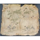 A Japanese Meiji/Taisho period hand embroidered silk panel (unframed loose fabric), depicting