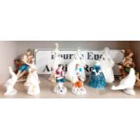 A quantity of china figures to include Royal Doulton Cherie HN2341, Coalport Hannah and Nao models