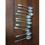 Nine 19th century silver fiddle and Old English pattern teaspoons, and a later example 173 Location: