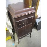 A Concert Grand mahogany finished cased floor standing gramophone, with records Location: