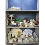 A mixed lot of 19th century and later ceramics and commemorative items to include Wedgwood green