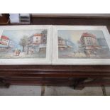 Burnett - a pair of French street scenes, oil on canvas, signed 30.5cm x 40.5cm, framed Location: