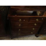 A Georgian mahogany flat fronted chest of two short and three graduated long drawers on splayed