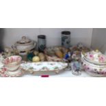 Decorative china a/F and ornaments to include coloured onyx eggs and Victorian ceramics Location: