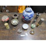 A group of Chinese and Japanese items to include an 18th century Ca Mau shipwreck small blue and