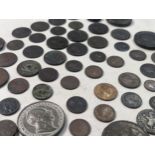 Mixed British coinage George II - Victoria to include half pence, farthings, cartwheel pennies and