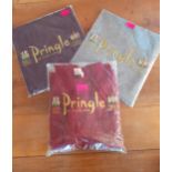 Pringle of Scotland-Three items comprising 2 Bolyn scarves in flannel grey and deep purple, both
