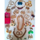 Mixed 1980's and later costume jewellery, mainly earrings to include 4 pairs of Butler & Wilson gold