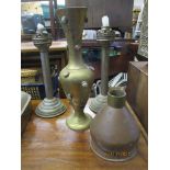 Metalware to include two coal scuttles, a slipper box, a magazine rack, candlesticks, teapot and