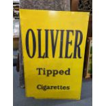 An enamel 'Olivier Topped Cigarettes' advertising sign, 91.5cm x 61cm Location: