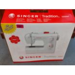 A Singer Traditions 2250NT white sewing machine in original box with instructions