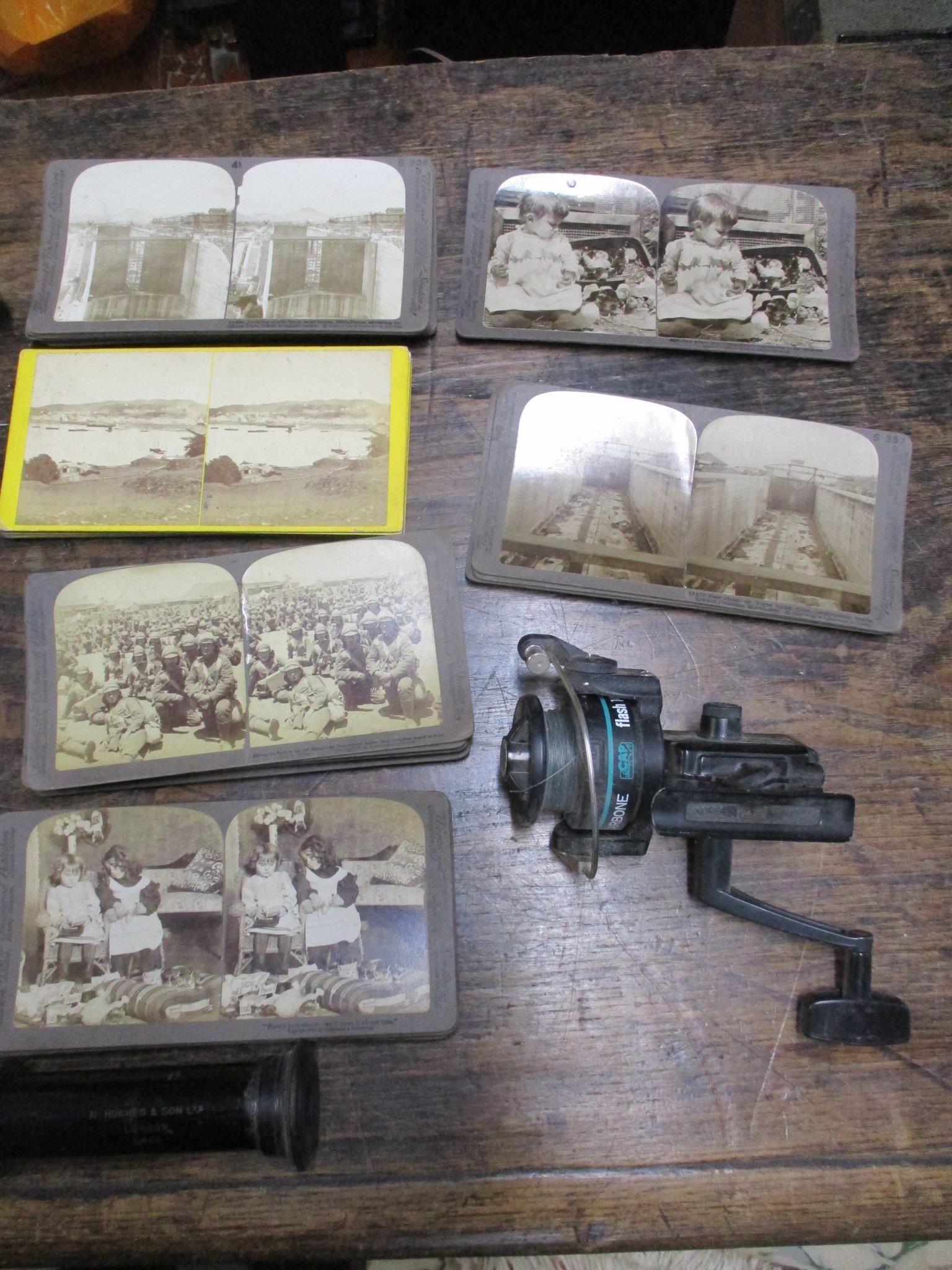 A Victorian Stereoscope with various slides, a vintage Combes Bros bicycle lamp, a Hughes & Son - Image 2 of 5