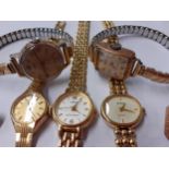 A group of 5 ladies wristwatches together with 3 pairs of cufflinks. Location:Cab