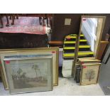 A mixed selection of framed and glazed prints, along with two wall mirrors Location: