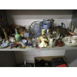 A mixed lot to include a pressed glass and silver plated claret jug, Herend porcelain box and