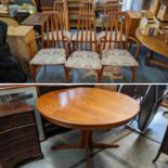 A set of six mid 20th century Danish teak Koefoeds Eva dining chairs, two being carvers, together