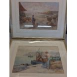 M Jackson - two 'Newlyn School' watercolours depicting harbour scenes, signed to the lower right