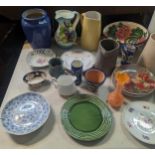 A mixed lot of household ceramics and glassware to include mixed blue and white china and others,