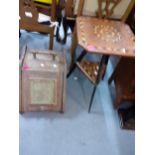 An early 20th century parquetry occasional table, possibly continental, with inscription