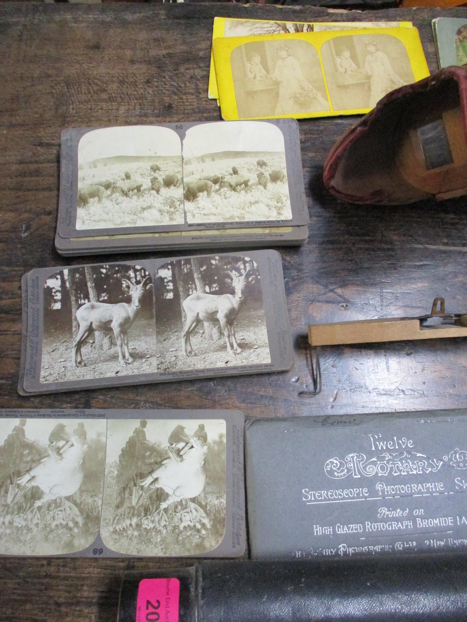 A Victorian Stereoscope with various slides, a vintage Combes Bros bicycle lamp, a Hughes & Son - Image 4 of 5